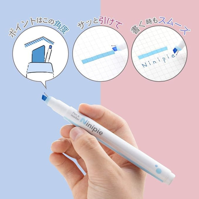 Sun-Star Ninipie 3 Colour Highlighter and Fineliner Set, shown from the front.