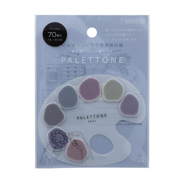 Front of Sun-Star Palettone Decorative Stickers packaging, showing pastel sticker palette in painter’s palette style.
