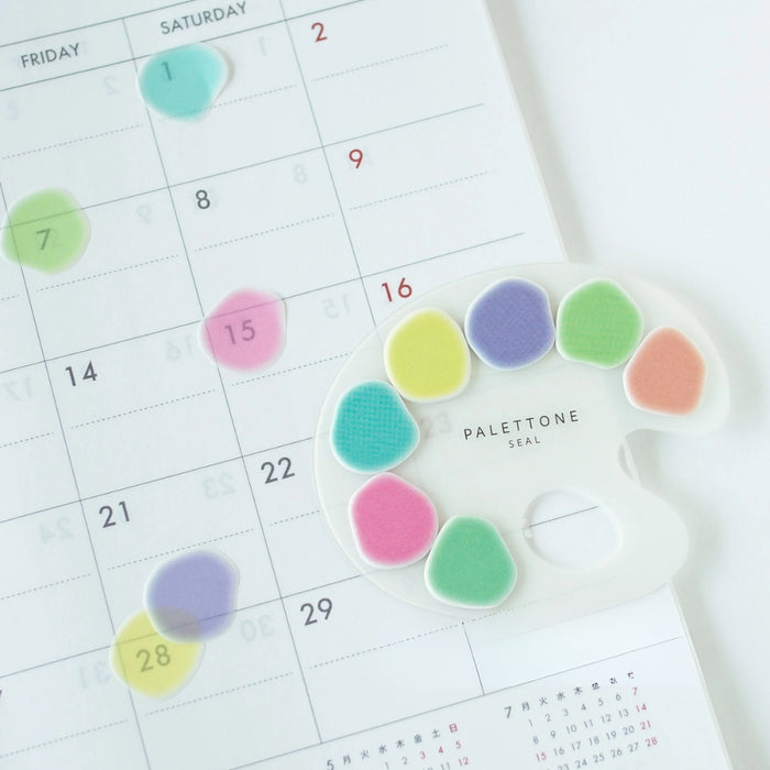 Sun-Star Palettone Decorative Stickers in assorted colours placed on a calendar page for decoration and organisation.