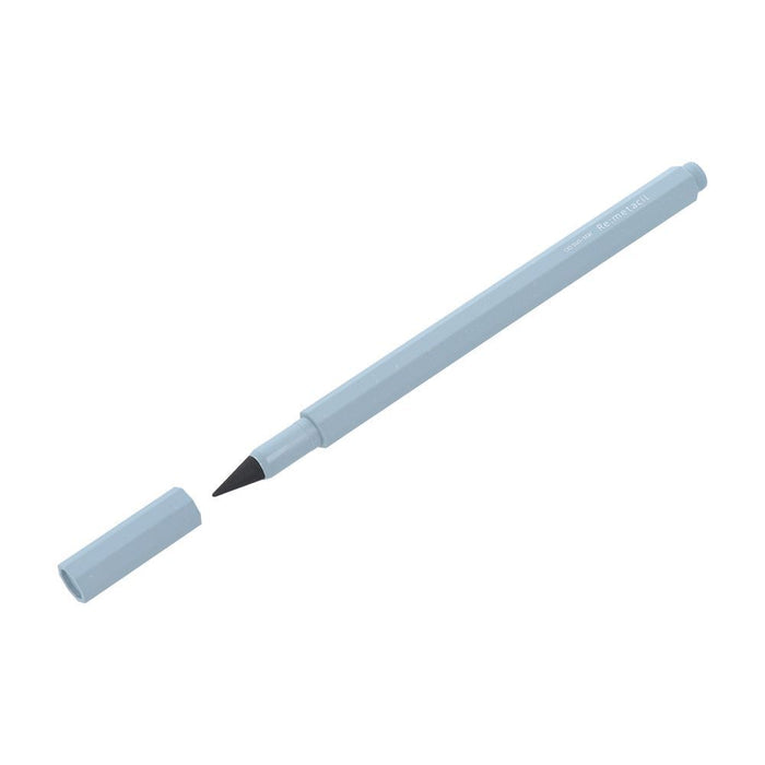 Sun-Star Re:metacil metal pencil in light blue with the cap removed, showing the writing tip.
