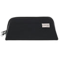 Front view of the Sun-Star Smand black pen case with fabric label and zip closure.