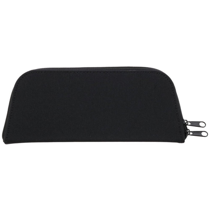 Flat front view of the Sun-Star Smand pen case in black with double zip closure.