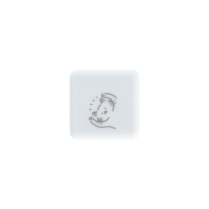 Top view of Sun-Star Peekaboo Self-Inking Stamp block, showing cat illustration on the stamp face.