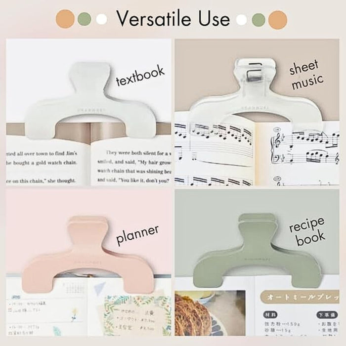 Sun-Star Ukanmuri Clips in multiple colours shown with different uses including textbooks, sheet music, planners, and recipe books.