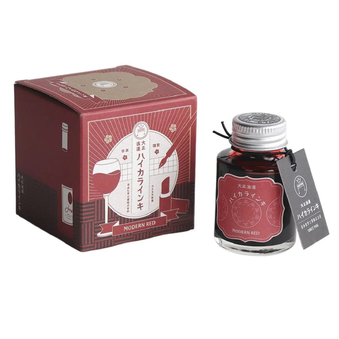 Teranishi Guitar Taisho Roman Haikara Fountain Pen Ink, front view.