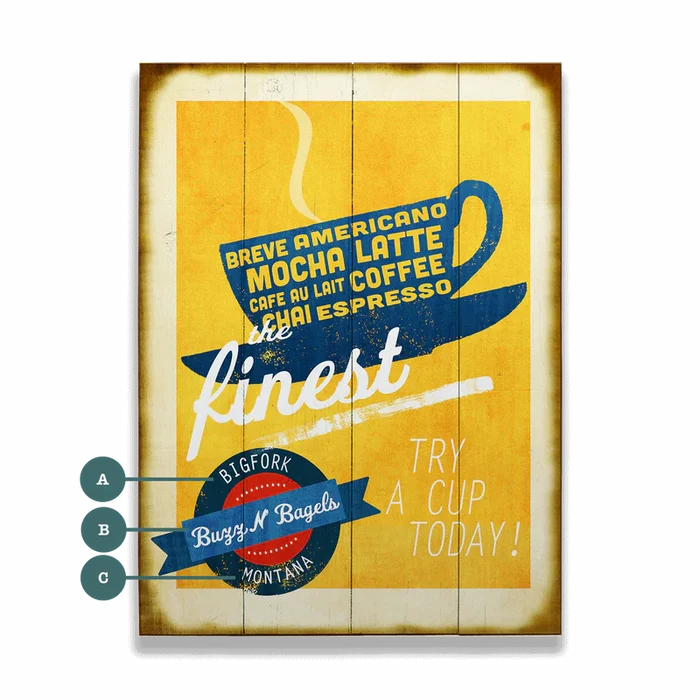 The Finest Coffee Custom Sign