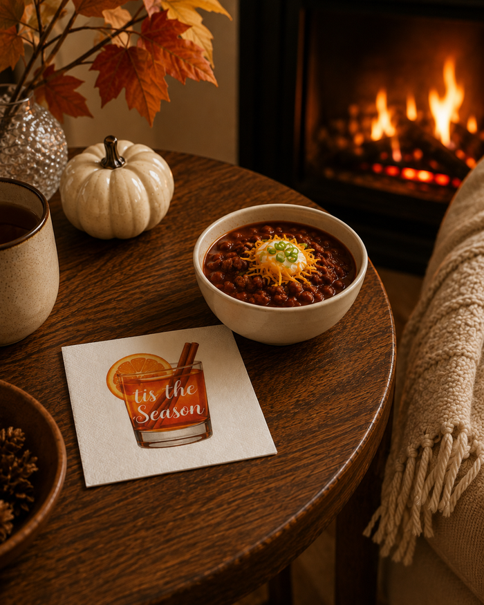 Tis The Season Fall Cocktail Napkins, 50-Pack, 3-ply, Fall Time Party Napkins
