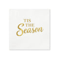 Tis The Season Gold Cocktail Napkins, 50-Pack, 3-ply, Festive Holiday Party & Dinner Decor Napkins
