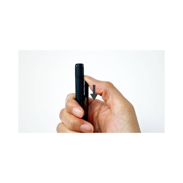 The Journal Shop - Hand demonstrating the twist mechanism of the Tombow MONO Graph Black Edition’s eraser.