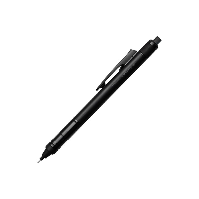 The Journal Shop - Diagonal view of a full black Tombow MONO Graph mechanical pencil placed on a white background.