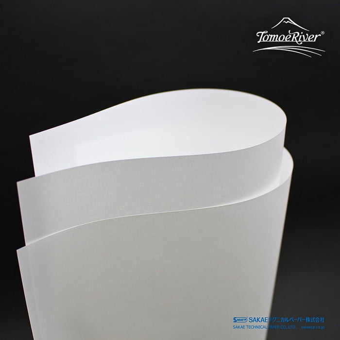 Close-up of Tomoe River Sakae TP A3 plain loose leaf paper showing lightweight, flexible fountain pen friendly sheets.