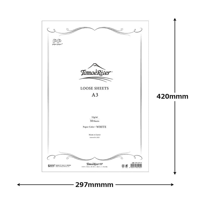 Tomoe River Sakae TP A3 Loose Leaf Writing Paper Plain with size dimensions indicated.