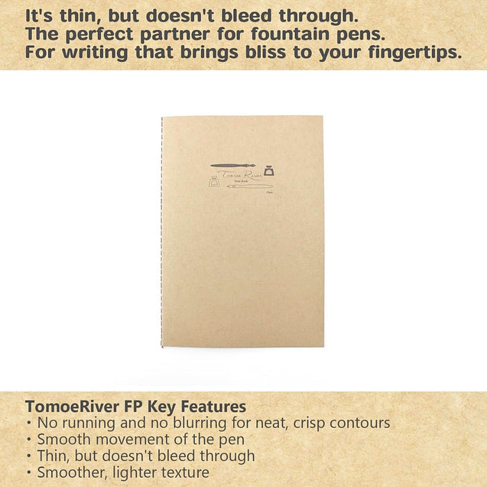 Sakae A5 stitch notebook with plain Tomoe River paper, slim fountain pen friendly notebook cover.
