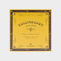 Front cover of Tools To Live By Chancery Cursive calligraphy practice notebook in yellow with decorative border.