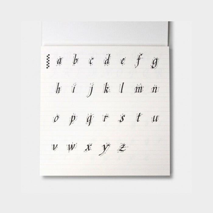 Practice sheets displaying Chancery Cursive alphabet letter spacing and strokes.