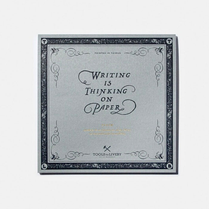 Cover of Tools To Live By calligraphy practice notebook with vintage-style frame design.