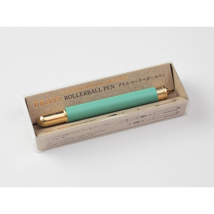 Traveler's Company Brass Rollerball Pen Factory Green - The Journal Shop