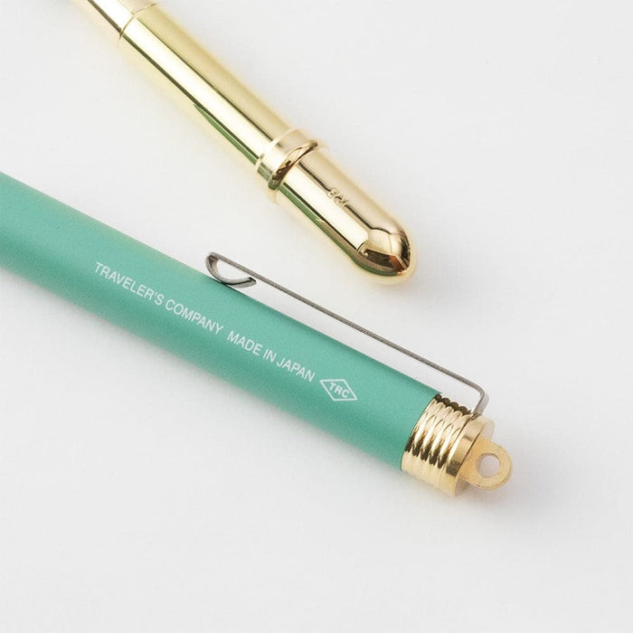 Traveler's Company Brass Rollerball Pen Factory Green - The Journal Shop