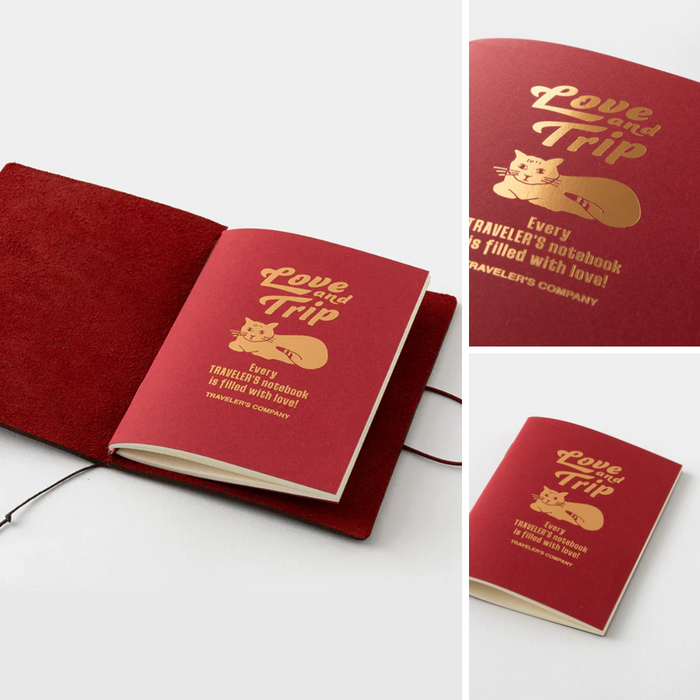 TRAVELER'S Company Notebook Love & Trip Passport Size Refill, shown from another angle.