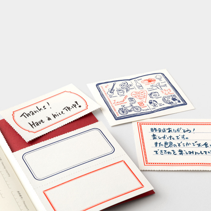 TRAVELER'S Company Notebook Love & Trip Passport Size Refill, shown with its details.