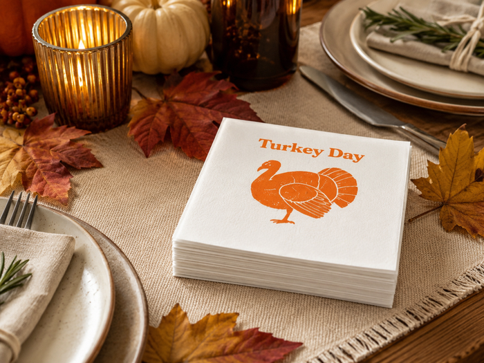 Turkey Day Thanksgiving Cocktail Napkins, 50-Pack, 3-ply, Turkey Party Napkins