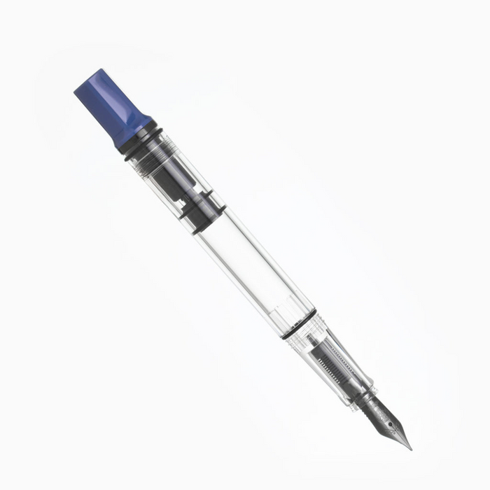 TWSBI ECO Slate Blue with Onyx Fountain Pen, shown from the front.