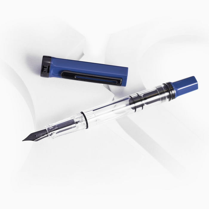 TWSBI ECO Slate Blue with Onyx Fountain Pen, alternate angle.