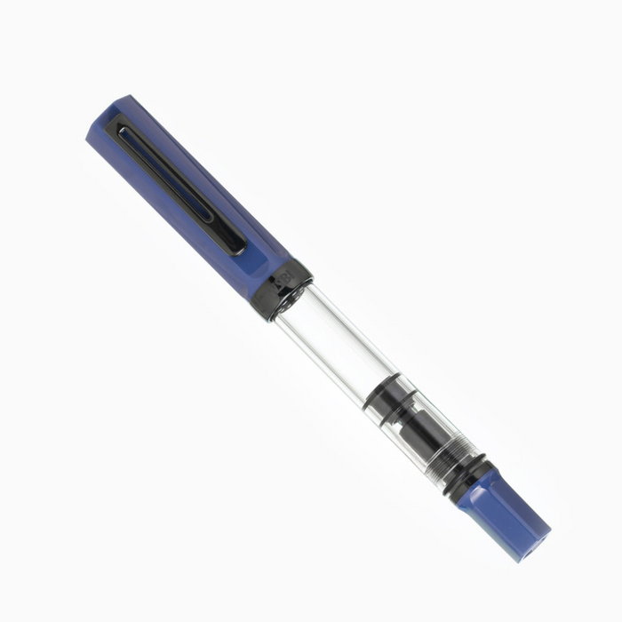TWSBI ECO Slate Blue with Onyx Fountain Pen, shown with its details.
