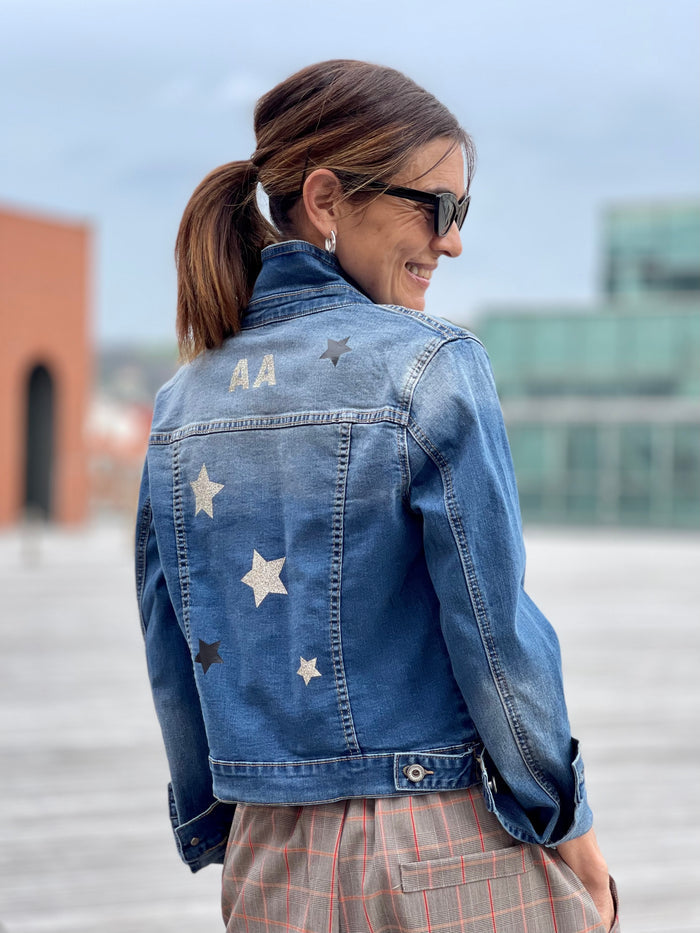 Chaqueta vaquera "Rock Star" de denim con glitter