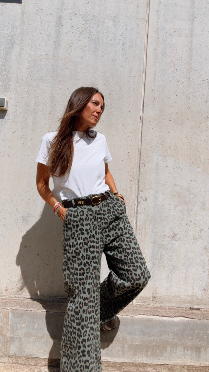 Vaquero "leopard", denim, negro y verde — vista detalle