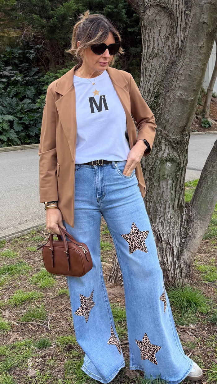 Vaquero Wide Leg "a star is born", denim, azul y flúor — vista detalle