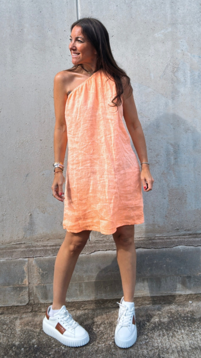 Vestido "Formentera", lino, flúor — vista detalle