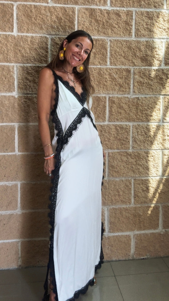 Vestido lencero "sexi summer" de seda, blanco o negro