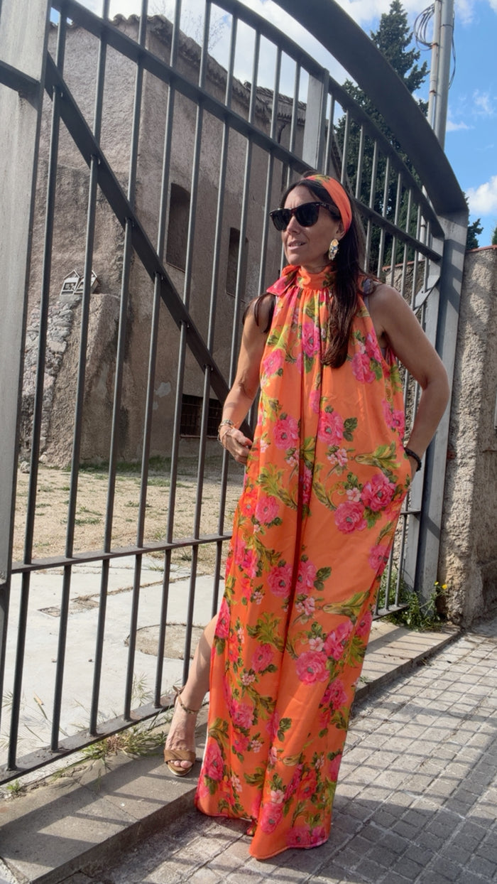 Vestido Signature “Éclat d’orange” solo ahora pañuelo a conjunto de cortesía💕