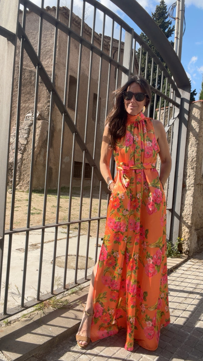 Vestido Signature “Éclat d’orange” solo ahora pañuelo a conjunto de cortesía💕