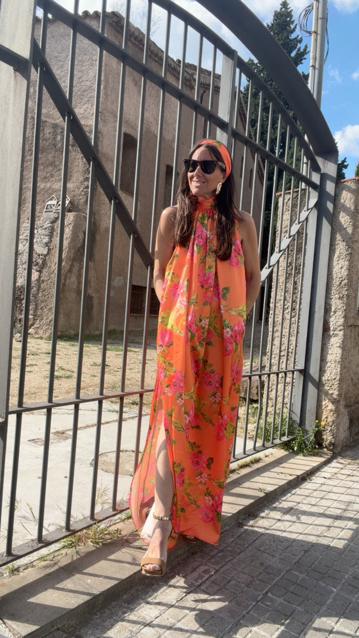 Vestido Signature “Éclat d’orange” solo ahora pañuelo a conjunto de cortesía💕