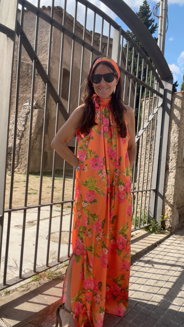 Vestido Signature “Éclat d’orange” solo ahora pañuelo a conjunto de cortesía💕