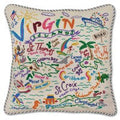 Virgin Islands Hand-Embroidered Pillow