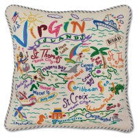 Virgin Islands Hand-Embroidered Pillow
