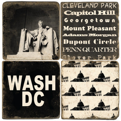 Washington DC Drink Coasters - B&W