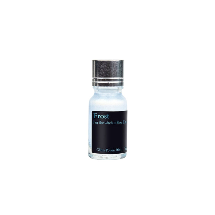 Frost - Wearingeul Becoming Witch Glitter Potion fountain pen ink 10ml dark teal bottle.