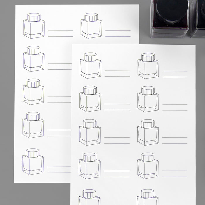 10 Ink Bottles - Wearingeul Impression Colour Swatch Paper A5 filled with 10 bottles fountain pen ink swatch paper.