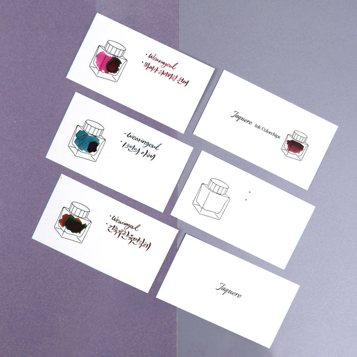 Horizontal - Wearingeul Ink Colour Chart Cards arranged neatly with labelled ink samples.