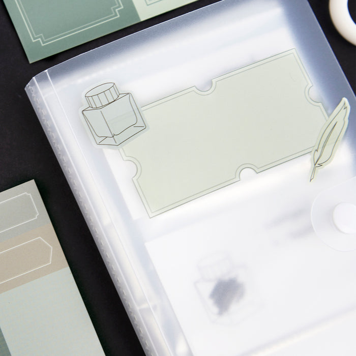 Clear cover of Wearingeul ink transparent card binder on desk.