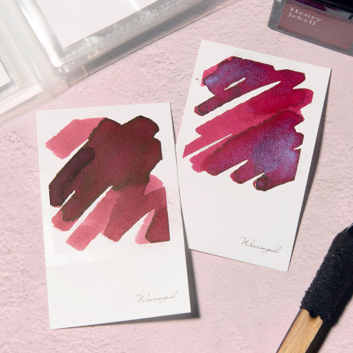 Wearingeul Instant Film Colour Swatch cards featuring layered red ink samples.