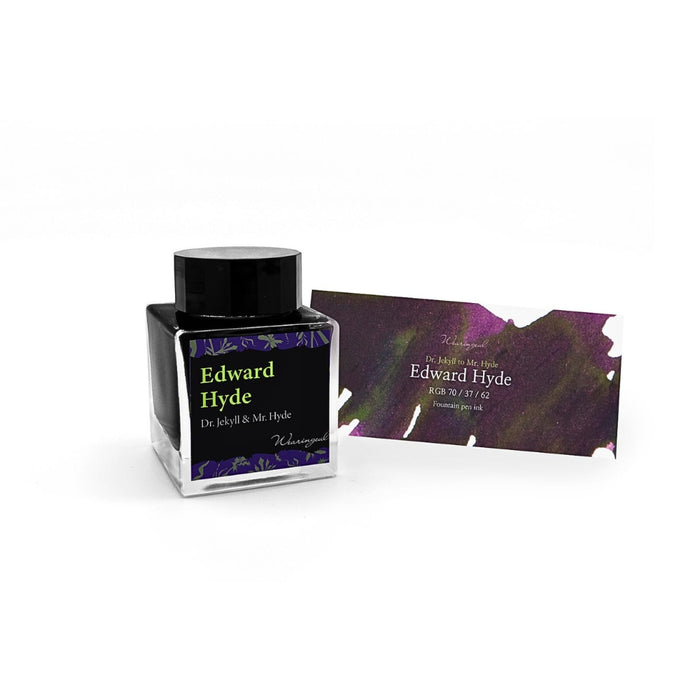 Wearingeul Jekyll to Hyde Edward Hyde ink bottle with illustrated swatch card.
