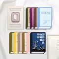 Full collection of Wearingeul Korean Literature embroidery bookmarks laid out with assorted literary designs.