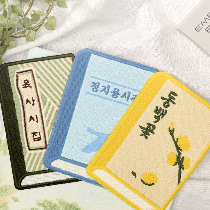 Wearingeul Korean literature embroidery bookmarks featuring literary illustrations and motifs.