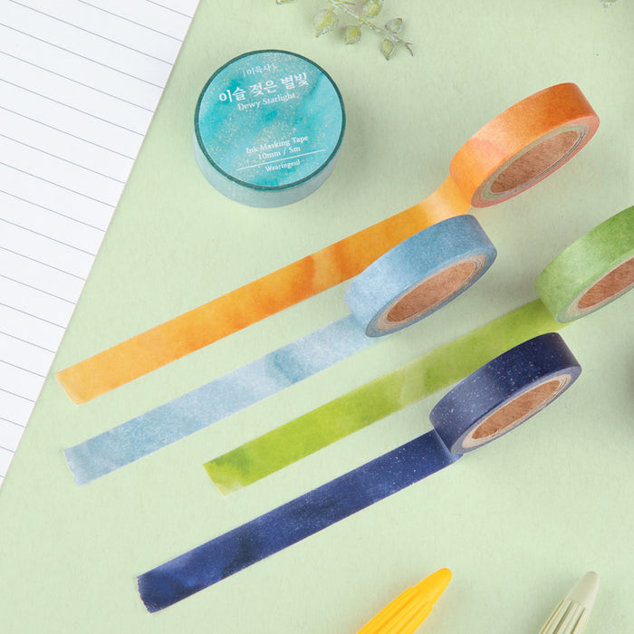Wearingeul Korean Literature ink masking tape rolls in assorted colours on desk.