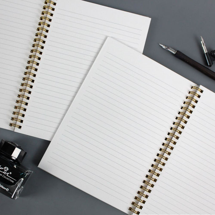 Wearingeul Reservoir Ring Notebook A5 opened flat showing evenly spaced lined pages.